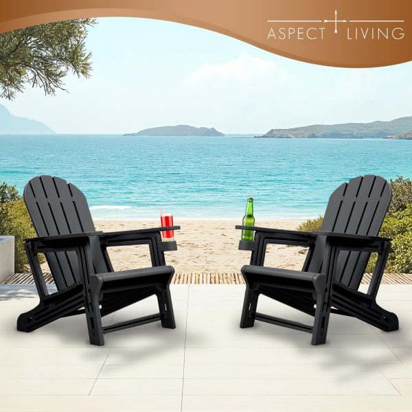 Adirondack Chairs - HDPE Weather Resistant, No Tools and Hardware Required 5-Minute Assembly, Patio, Firepit or Lawn Chairs, Black - Image 2