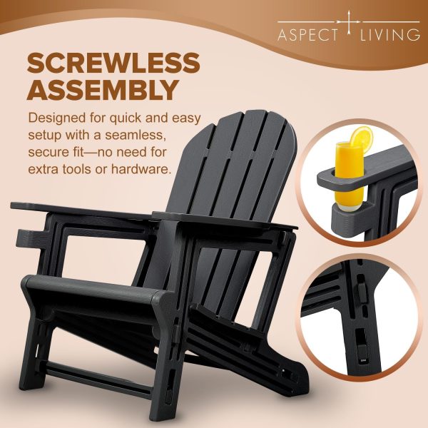 Adirondack Chairs - HDPE Weather Resistant, No Tools and Hardware Required 5-Minute Assembly, Patio, Firepit or Lawn Chairs, Black - Image 3