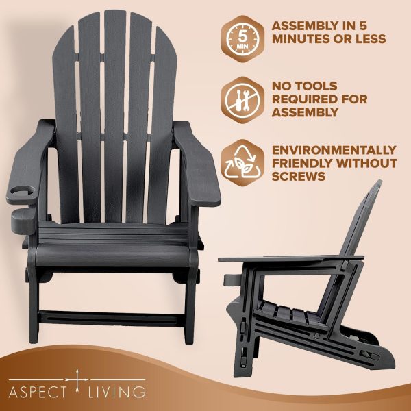 Adirondack Chairs - HDPE Weather Resistant, No Tools and Hardware Required 5-Minute Assembly, Patio, Firepit or Lawn Chairs, Black - Image 5