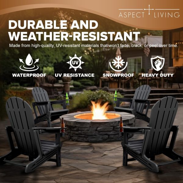 Adirondack Chairs - HDPE Weather Resistant, No Tools and Hardware Required 5-Minute Assembly, Patio, Firepit or Lawn Chairs, Black - Image 6
