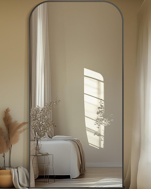 Antok Full Length Mirror, 76"x34" Floor Mirror Freestanding, Arched Floor Standing Large Mirror Full Body Mirrors with Stand for Bedroom, Hanging Mounted Mirrors for Living Room, Black - Image 2
