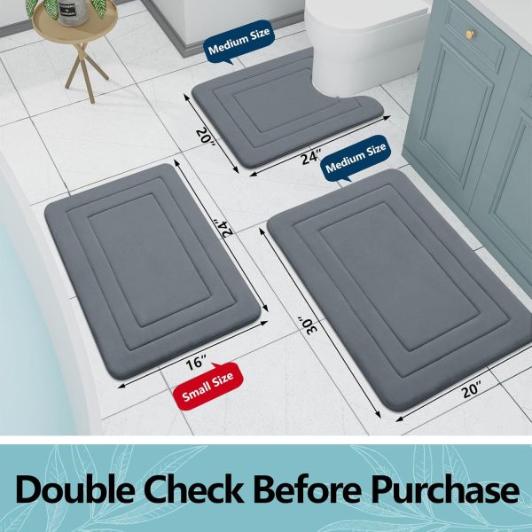 Arotive Memory Foam Bathroom Rug Mat 30x20, Ultra Soft and Absorbent Bath Mat, Machine Wash Dry, Comfortable Bath Rug Carpet for Bathroom Floor, Tub and Shower, Dark Grey - Image 2