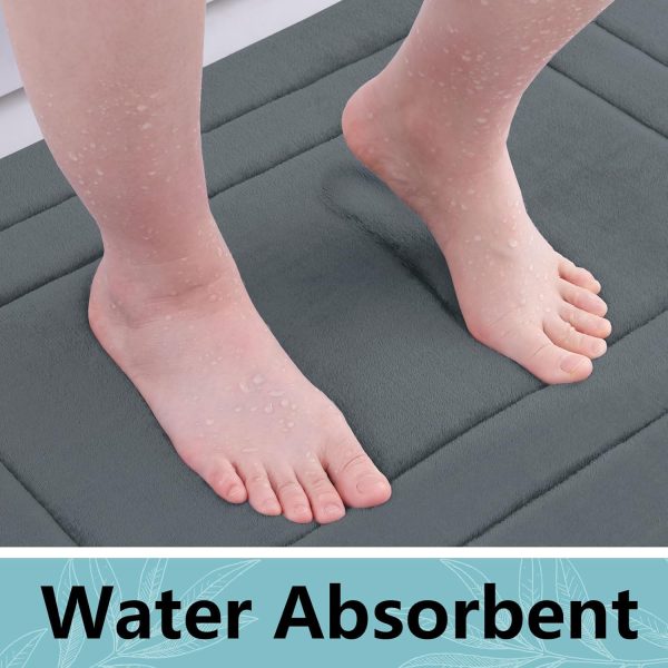 Arotive Memory Foam Bathroom Rug Mat 30x20, Ultra Soft and Absorbent Bath Mat, Machine Wash Dry, Comfortable Bath Rug Carpet for Bathroom Floor, Tub and Shower, Dark Grey - Image 5