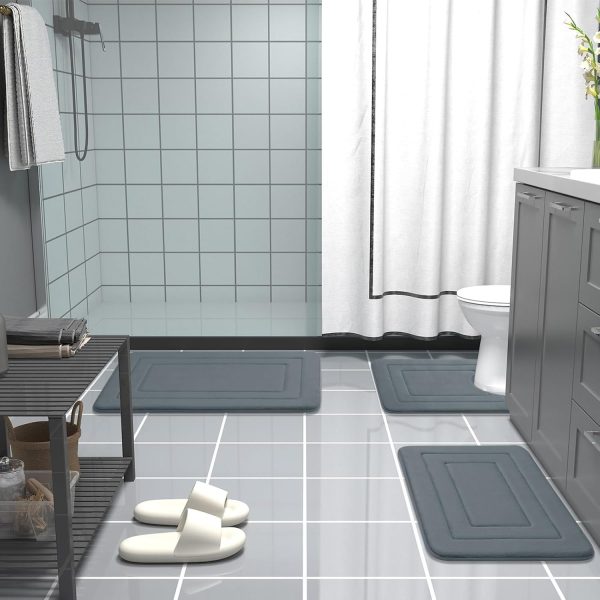 Arotive Memory Foam Bathroom Rug Mat 30x20, Ultra Soft and Absorbent Bath Mat, Machine Wash Dry, Comfortable Bath Rug Carpet for Bathroom Floor, Tub and Shower, Dark Grey - Image 8