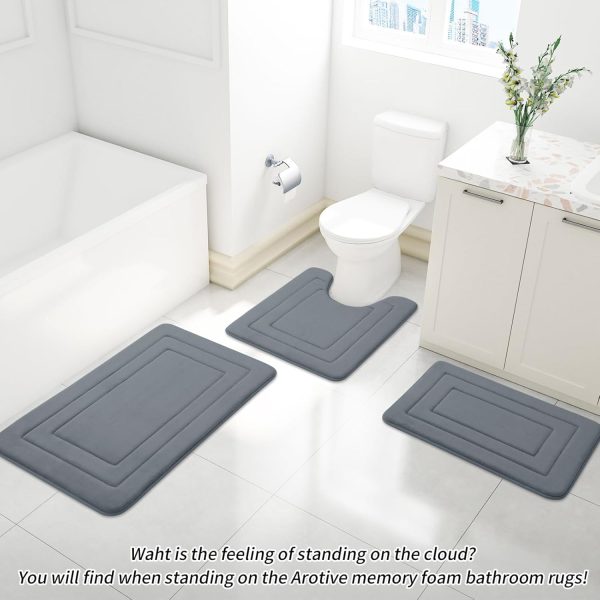 Arotive Memory Foam Bathroom Rug Mat 30x20, Ultra Soft and Absorbent Bath Mat, Machine Wash Dry, Comfortable Bath Rug Carpet for Bathroom Floor, Tub and Shower, Dark Grey - Image 9