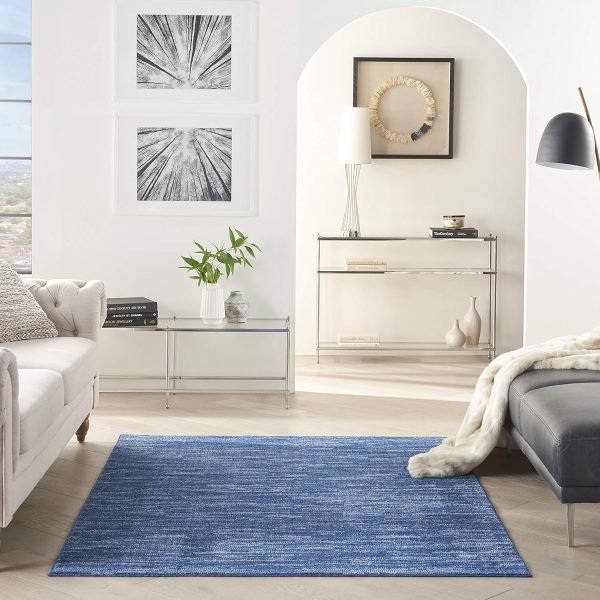 Nourison Home Essentials 4' x 6' Navy Blue Fabric Outdoor Area Rug (4' x 6') - Image 3