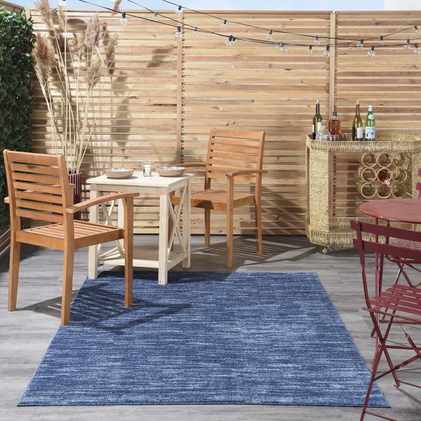 Nourison Home Essentials 4' x 6' Navy Blue Fabric Outdoor Area Rug (4' x 6') - Image 4