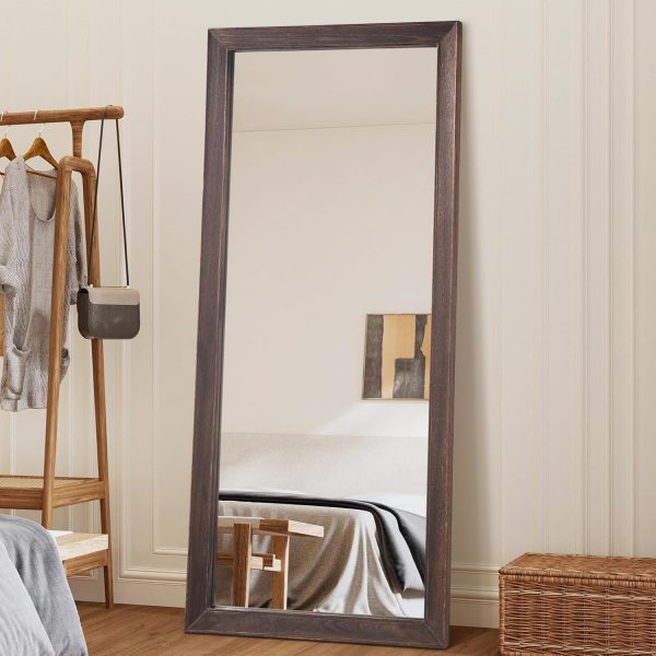 Rustic Farmhouse Full Length Mirror, 71"x32" Wood Frame Floor Mirror, Free Standing or Leaning Wall, Full Body for Bedroom Living Room Cloakroom, Brown - Image 2
