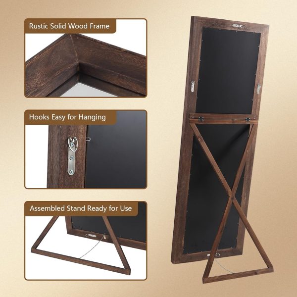 Rustic Farmhouse Full Length Mirror, 71"x32" Wood Frame Floor Mirror, Free Standing or Leaning Wall, Full Body for Bedroom Living Room Cloakroom, Brown - Image 7