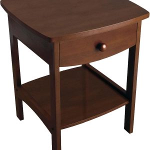 Winsome 22 x 18 x 18-Inch Wood Curved End Table/Night Stand with One Drawer, Brown (94918)