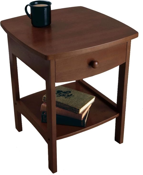 Winsome 22 x 18 x 18-Inch Wood Curved End Table/Night Stand with One Drawer, Brown (94918) - Image 4